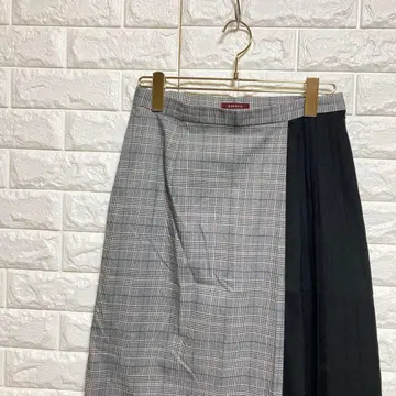 [아마카] (L) 비대칭 숏 스커트 타이트 사다리꼴 글렌체크