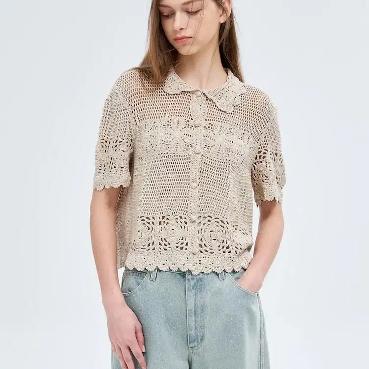 The great The Crochet Polo 탑 겸 가디건~