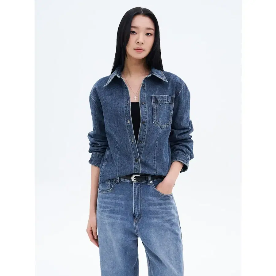 [무료배송]에잇세컨즈 S 여성 데님 청 긴팔 셔츠