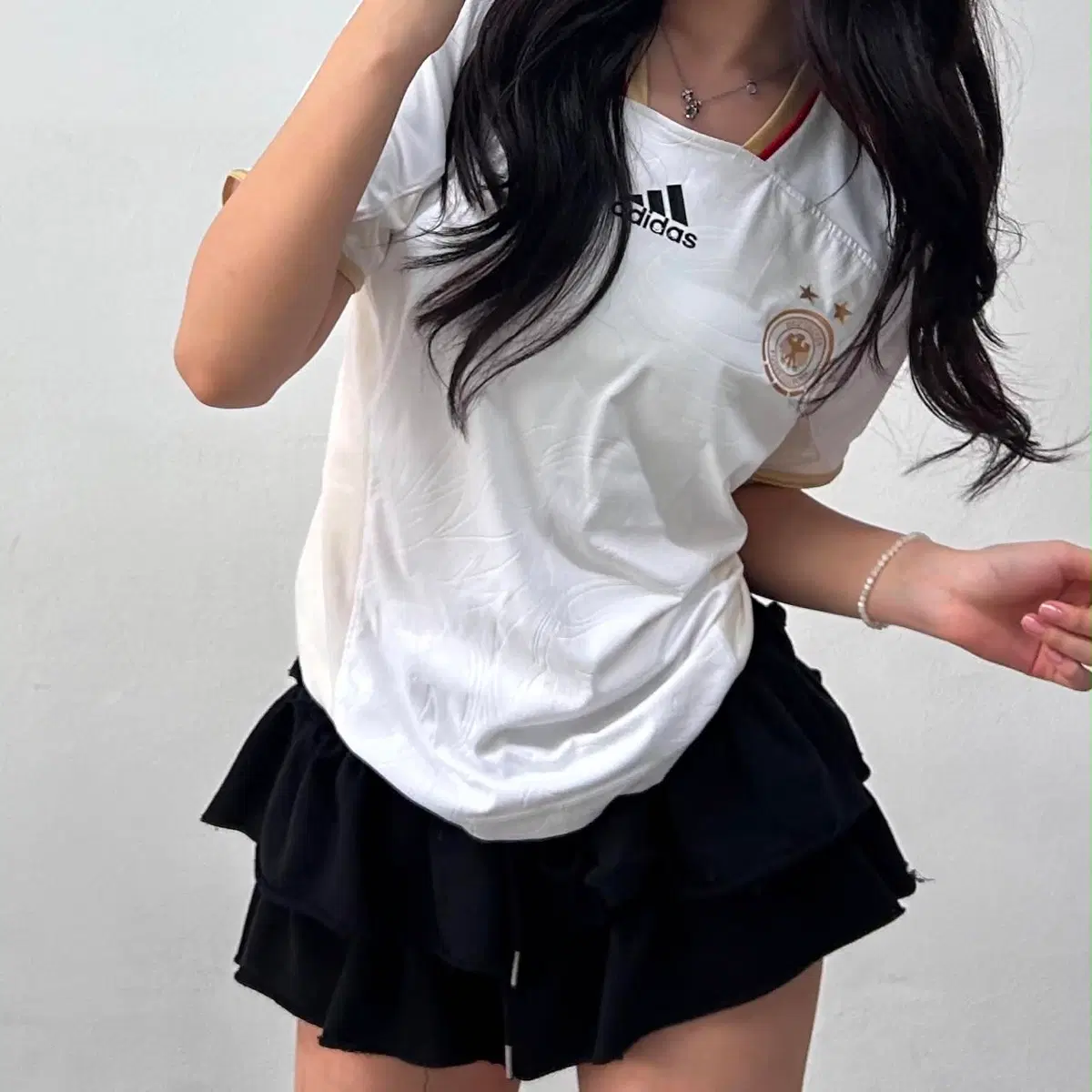 아디다스 독일 국대 유니폼 화이트 반팔 티셔츠(M)