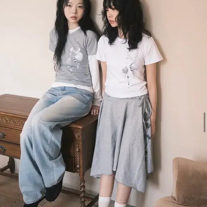 새상품) 프래그팜 쉘 이어링 티셔츠 화이트
