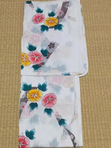 카와리 오리 유카타 나팔꽃 패턴 화이트 베이스 프리 사이즈 단품