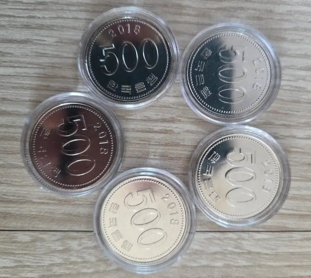 <특년> 2018년 500원 5개 완전미사용