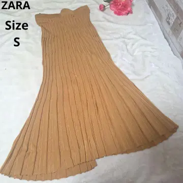 [ OSHARE ZARA ] 브라운 플리츠 롱 스커트 사이즈 S
