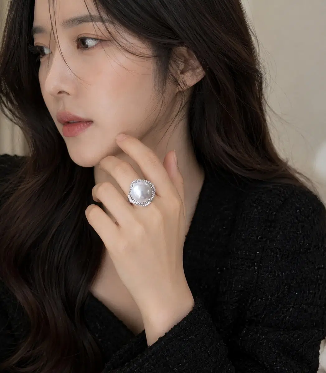 (새상품) 고급 남양진주 15mm 실버 925 은반지/해수진주