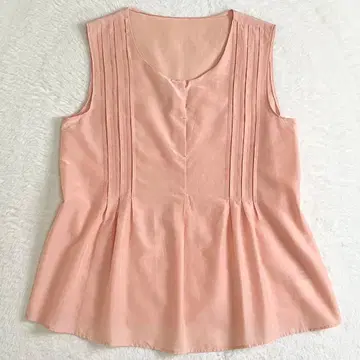 BALLISEY 보르지 슬리브리스 블라우스 실크 혼방 살몬 핑크