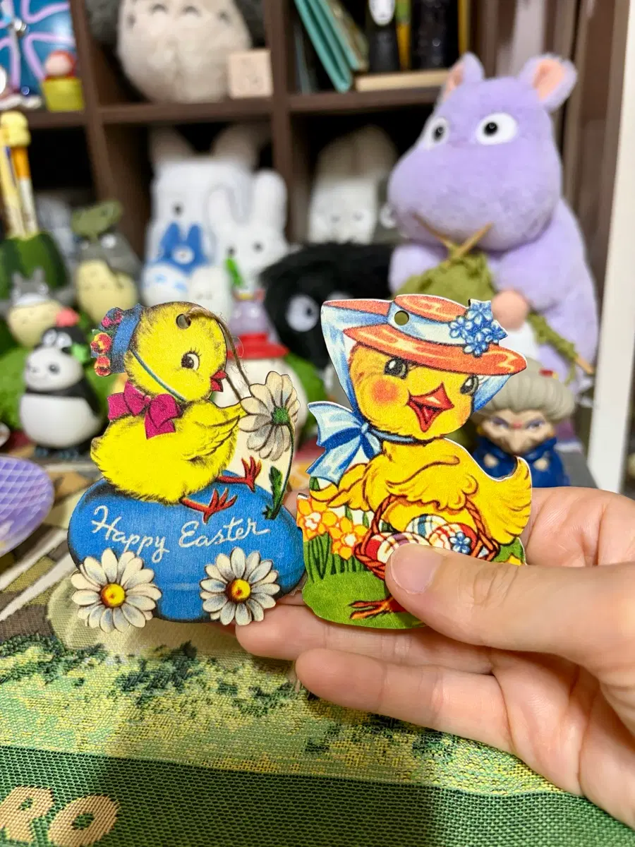 빈티지 병아리 일러스트 오너먼트 2개 세트