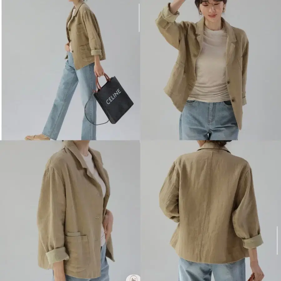 어바웃썸 샌디 블루종 오가닉 린넨 자켓 여성 F