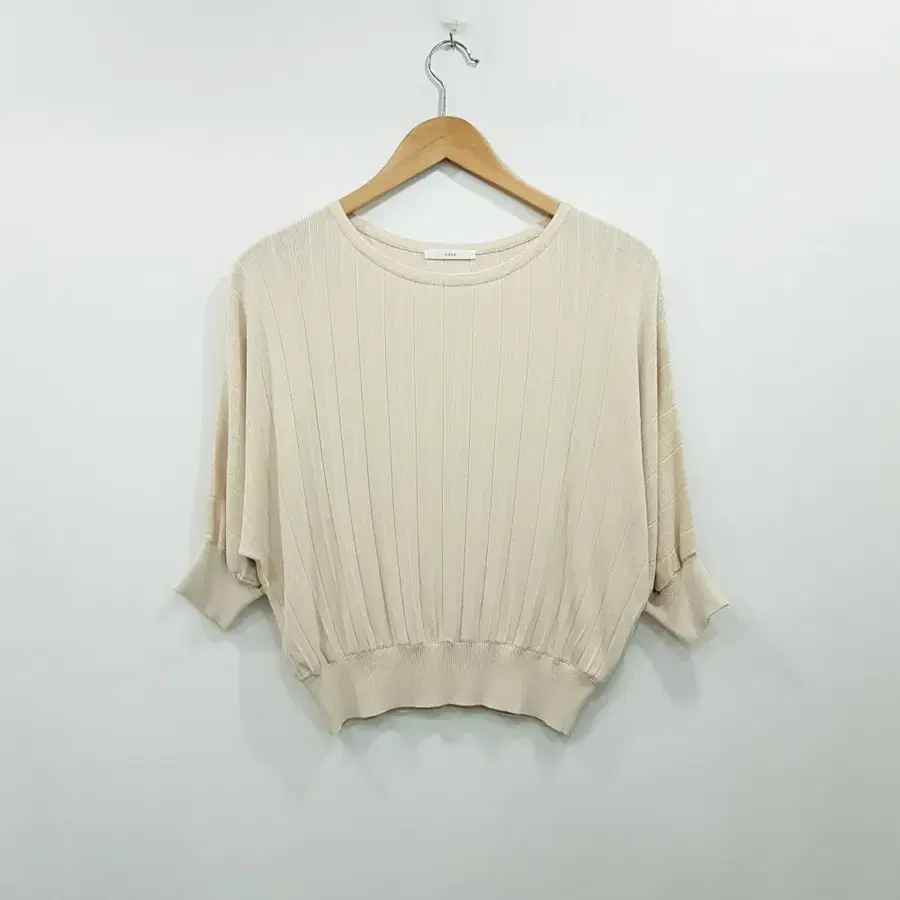 R666 빈티지 가오리핏 박시 골지 7부 티셔츠 여M