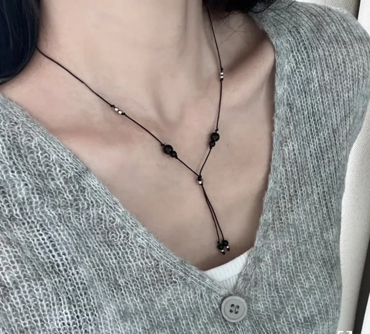 빈티지 실끈 비즈 목걸이