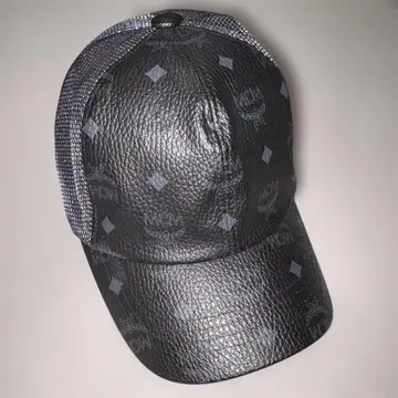 MCM 캡 블랙 모노그램 메쉬