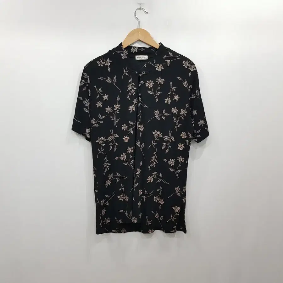 R679 빈티지 꽃 자수 스판 반팔 티셔츠 여XL