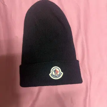 MONCLER 니트 모자 비니 블랙 로고 와펜