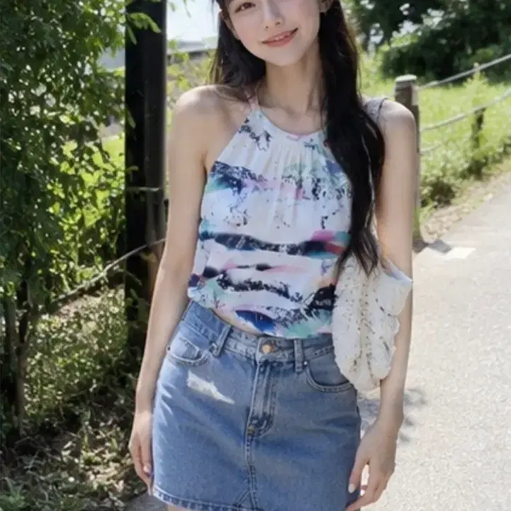 Valleygirl 멀티패턴 홀터넥 나시
