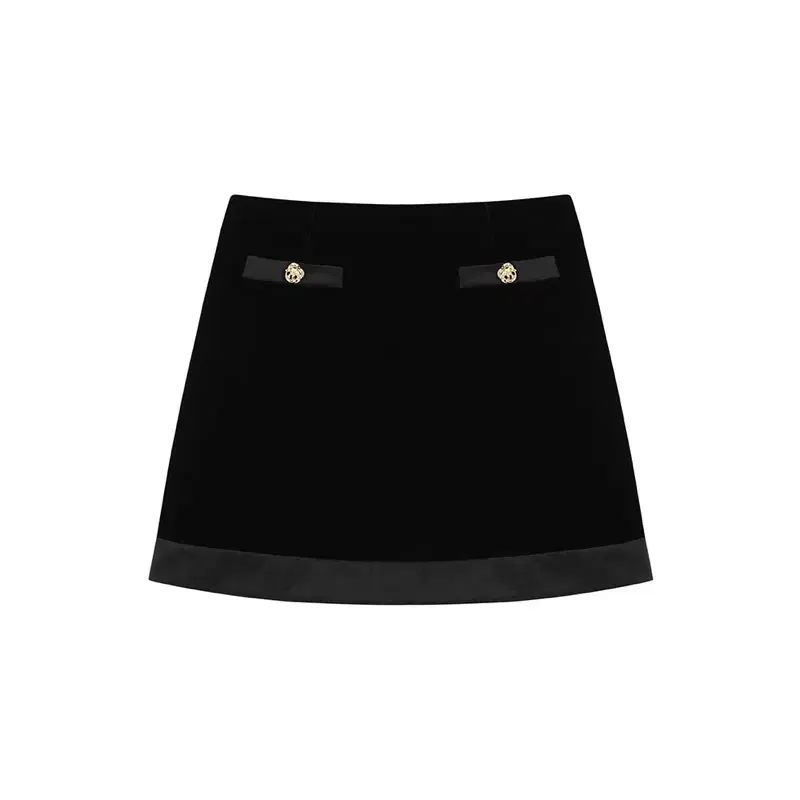 [택있음] 쟈니헤잇재즈 VELVET MINI SKIRT - BLACK