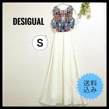 Desigual 데시구알 롱 원피스 자수 맥시 길이 화이트 S