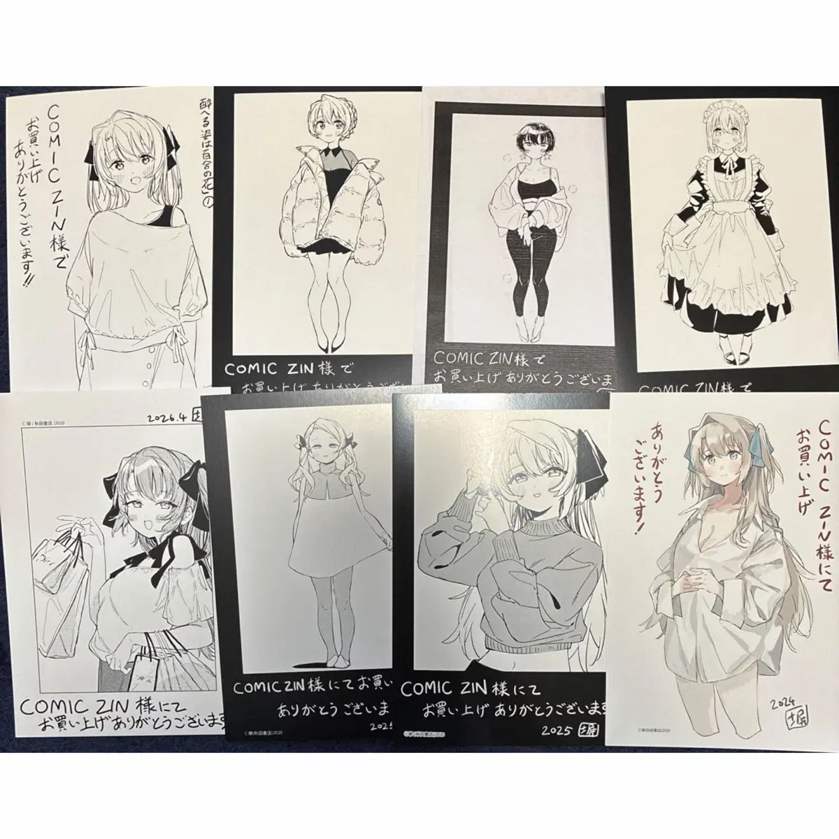 카미이나 보탄, 취한 모습은 백합의 꽃 comic zin 한정 특전 일러스트 (8종 세트)