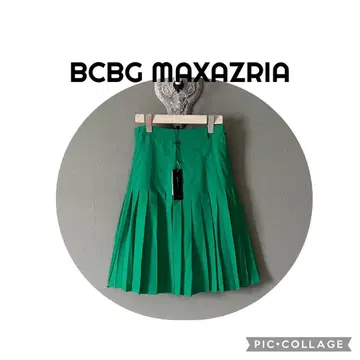 미사용 택 포함 BCBGMAXAZRIA 플리츠 스커트 그린