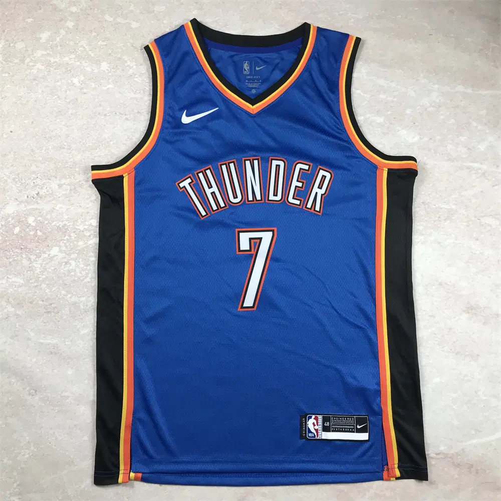 NBA 농구 썬더 7번 쳇 홈그렌 블루 핫프레스 S-XXL