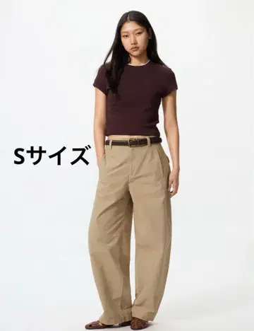 유니클로 UNIQLO 저지 배럴 레그 팬츠 S 베이지 치노 팬츠