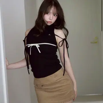 andmary 아델 리본 탱크 블랙