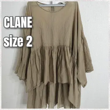 CLANE 와이드 슬리브 개더 블라우스 어스 컬러