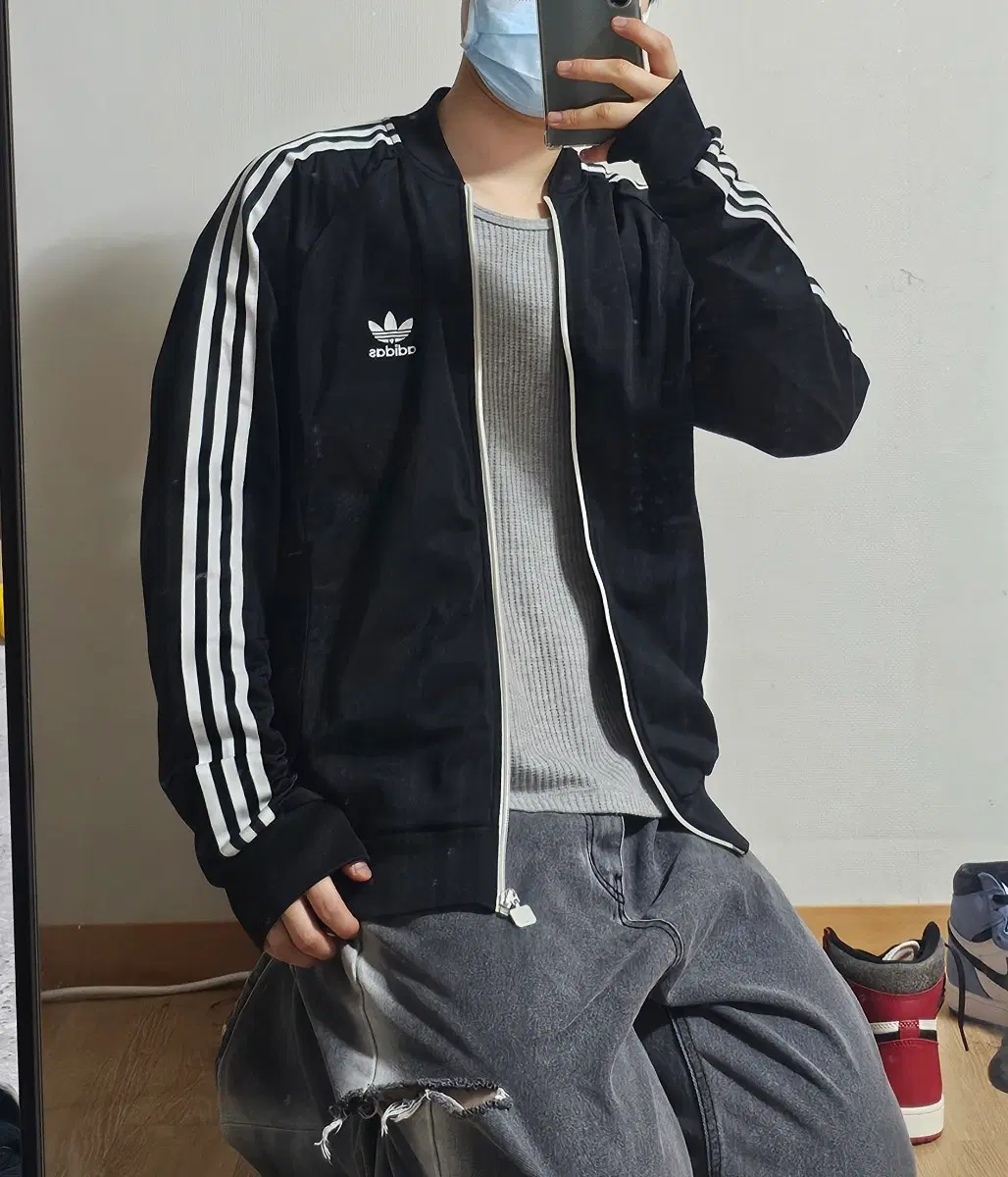 아디다스 삼선 구 슈퍼스타 트레이닝 져지 자켓 코르티스