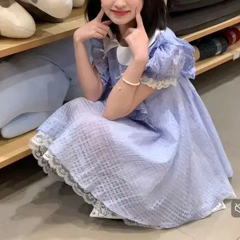 Narrator 원피스 블루 하늘 미즈이로 참전복 로리타 타오바오 아일릿코어