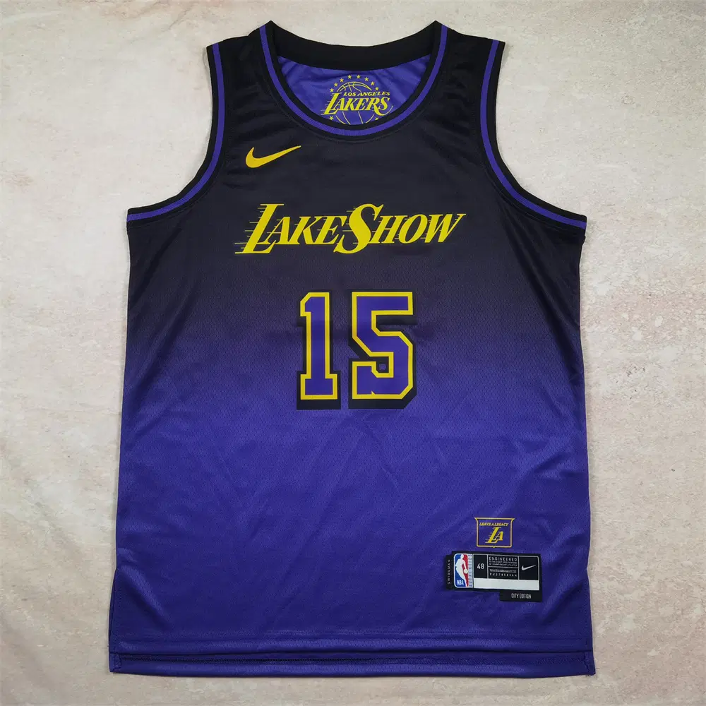 NBA 농구 유니폼 2025년형 LA 레이커스 15호 리버스 퍼플 시티
