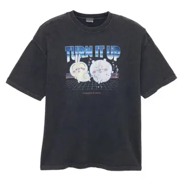 치이카와 T셔츠 TURN IT UP 블랙 스미