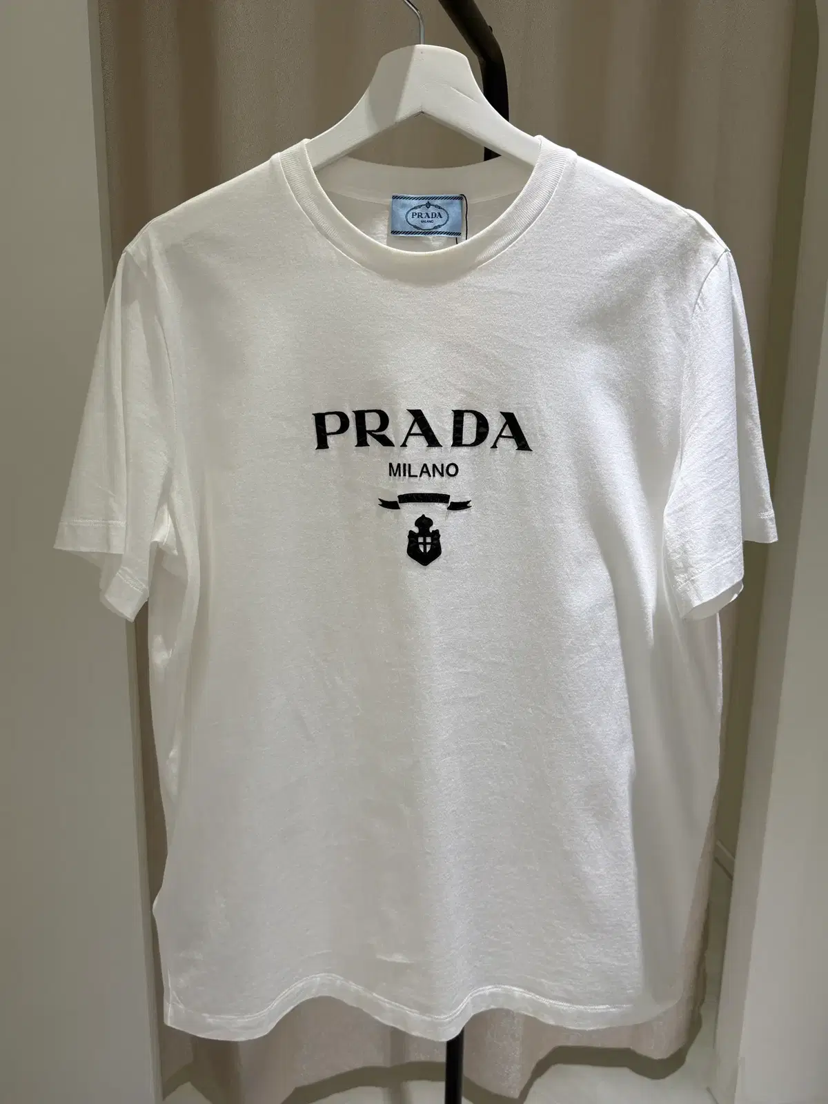 (XL)프라다 자수 저지 티셔츠 화이트