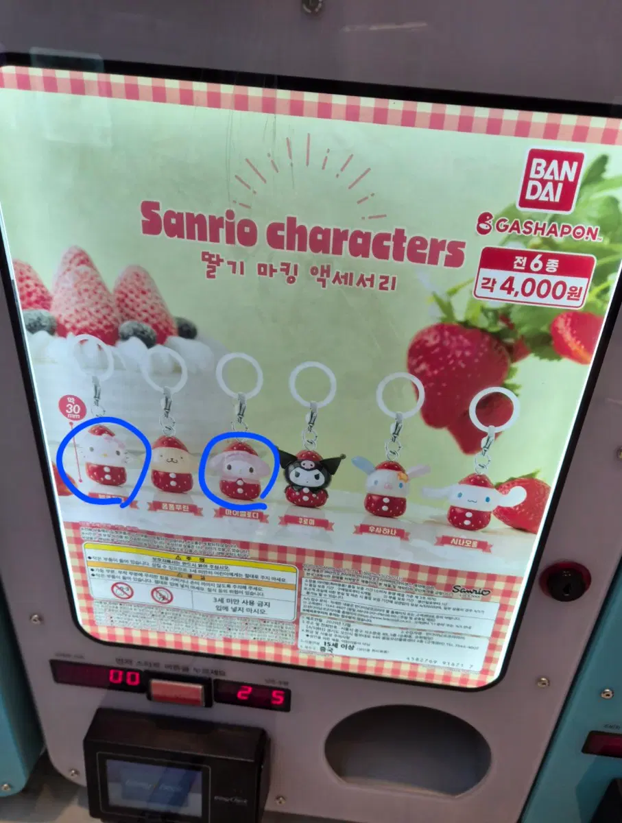 산리오 가챠 딸기 마킹 액세서리 헬로키티 마이멜로디