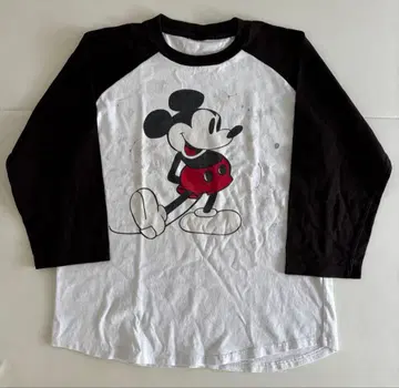 미키마우스 빈티지 T셔츠 래글런 페인트 Disney