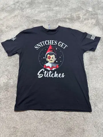 USA 구제 의류 Snitches Get Stitches 블랙T XL