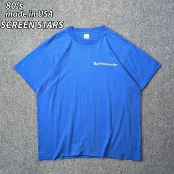 USA 제조 80s 빈티지 T셔츠 기업T셔츠 블루 XL 구제 의류