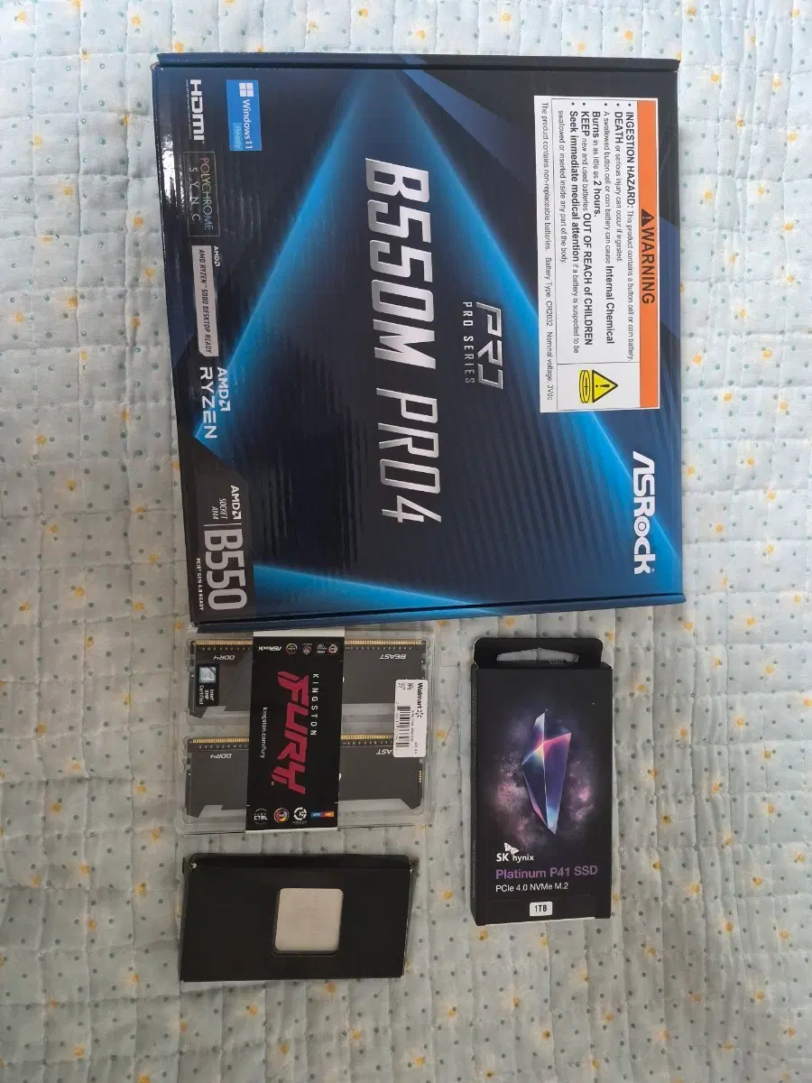 ASRock B550M PRO4 메인보드 + AMD Ryzen 5 5600X 컴 1대 조립 최상품 부품
