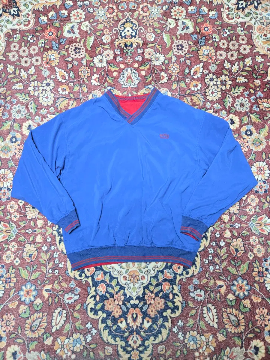 [M] 90s 휴고보스 골프 리버시블 브이넥 웜업 바람막이 (블루/레드)