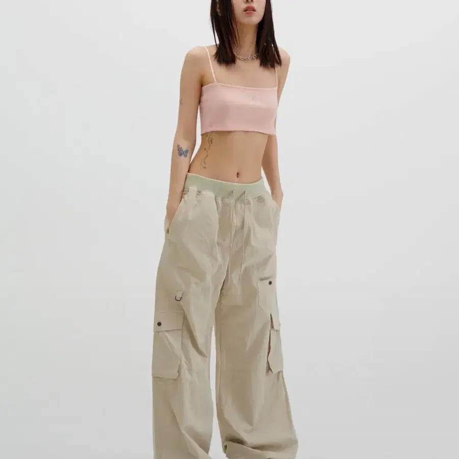 러닝하이 립스탑 밴딩 카고팬츠 베이지 M