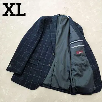 [컨디션 최상] BISHU JAPAN (비슈) 고급 트위드 네이비 체크 XL