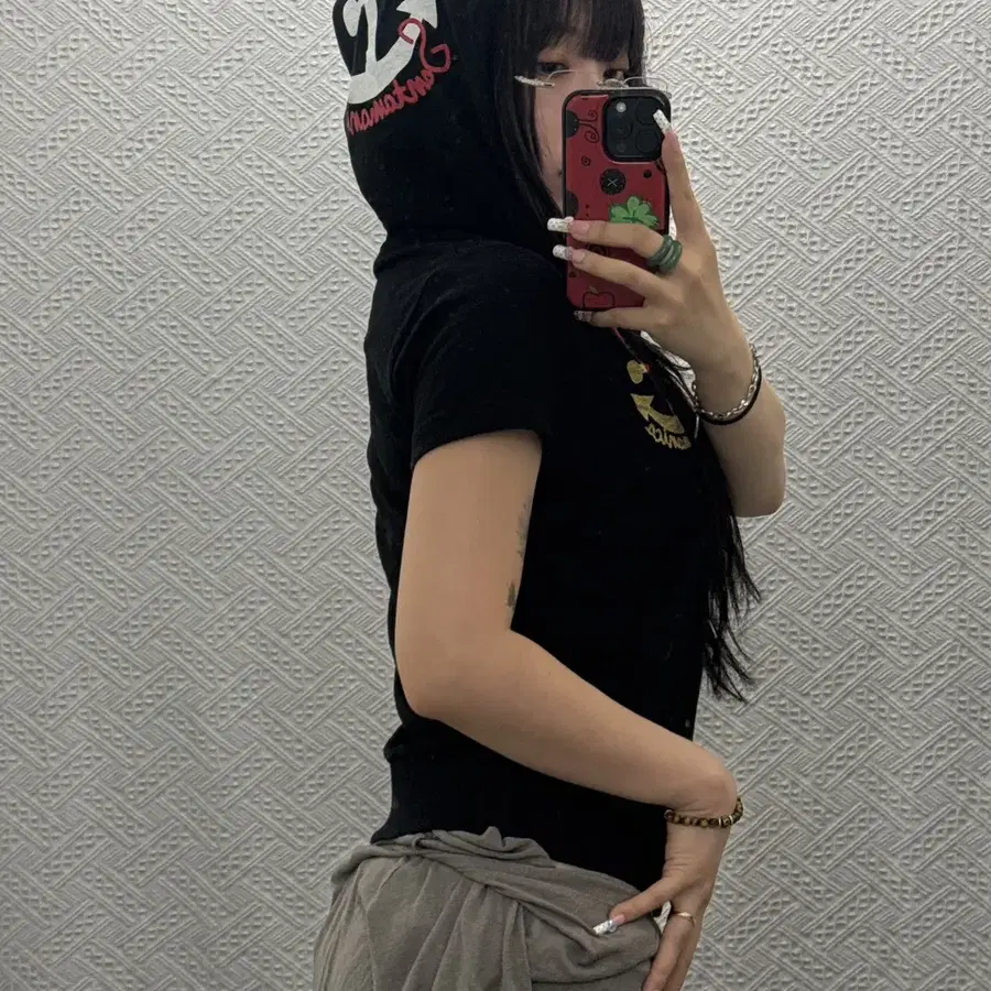 빈티지 재팬 Y2K 락펑크 키치 갸루 반팔 후드집업 K0504