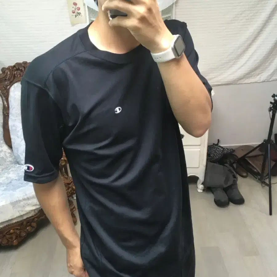 챔피온 블랙 기능성 반팔 1343 모리걸 일본빈티지 y2k 스트릿 갸루 펑키