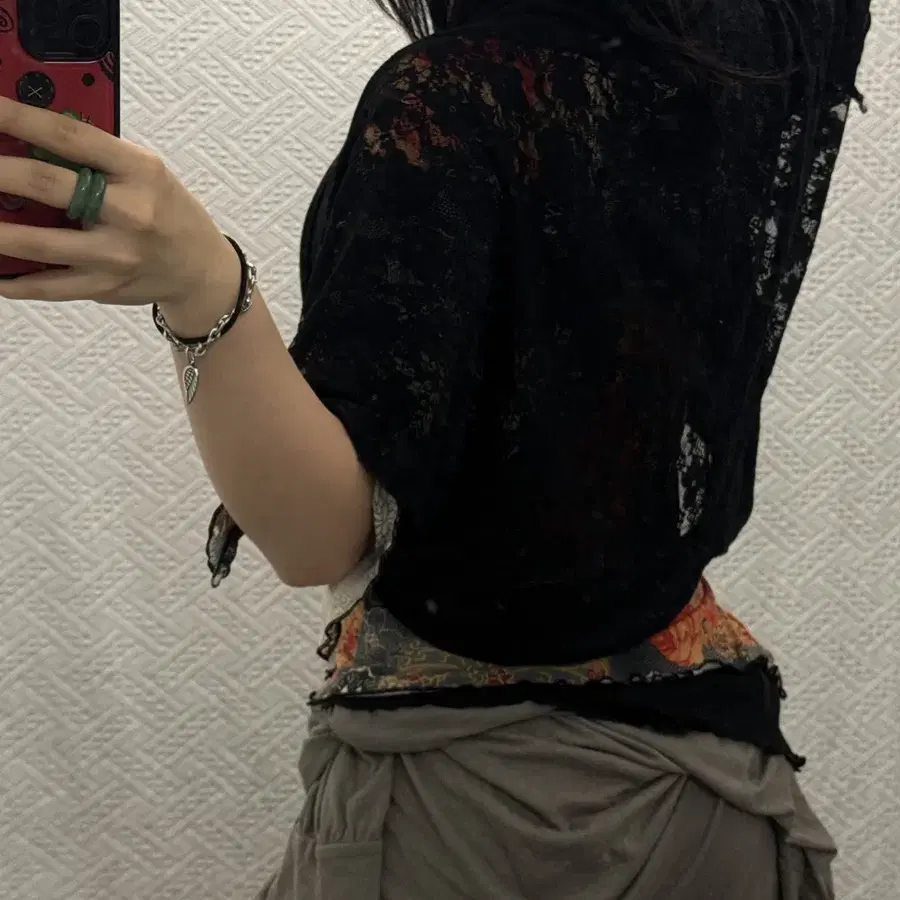 고스 모리 키치 플라워 시스루 반팔 볼레로 가디건 K0516
