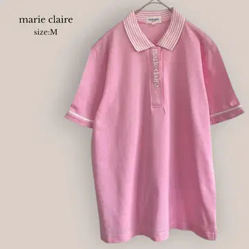 마리끌레르 marie claire 반팔 피케 셔츠 로고 자수 골프 핑크