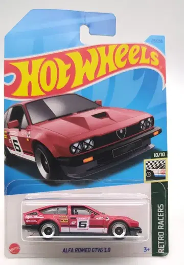 MATTEL HOTWHEELS 레트로 레이서 10/10 HNK17 알파 로메오 GTV6 3.0 레드 185/250