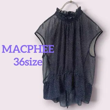새상품급 투모로우랜드 MACPHEE 시스루 슬리브리스 네이비 도트 S