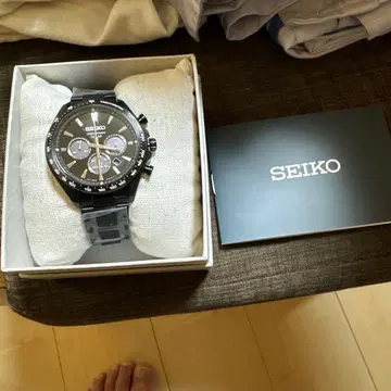 SEIKO 크로노그래프 솔라 블랙 남성용 손목시계