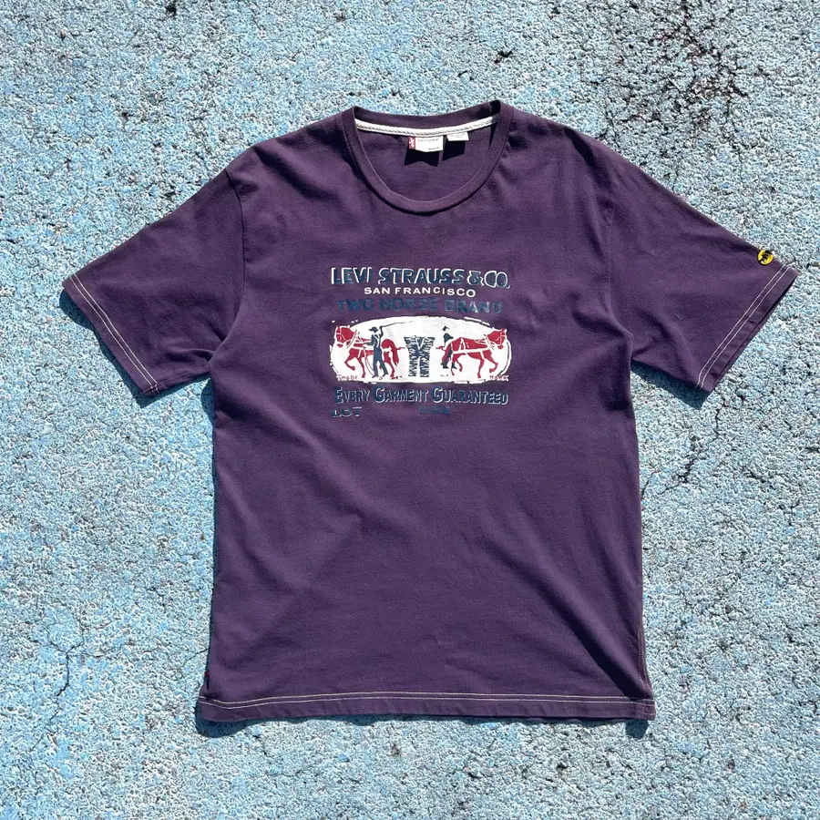 00s 리바이스 투홀스 로고 퍼플 티셔츠 (XL)