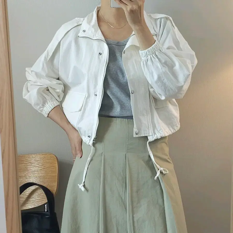 (F)여성 블루종 긴팔 자켓 스트링 코튼 바람막이 W4775