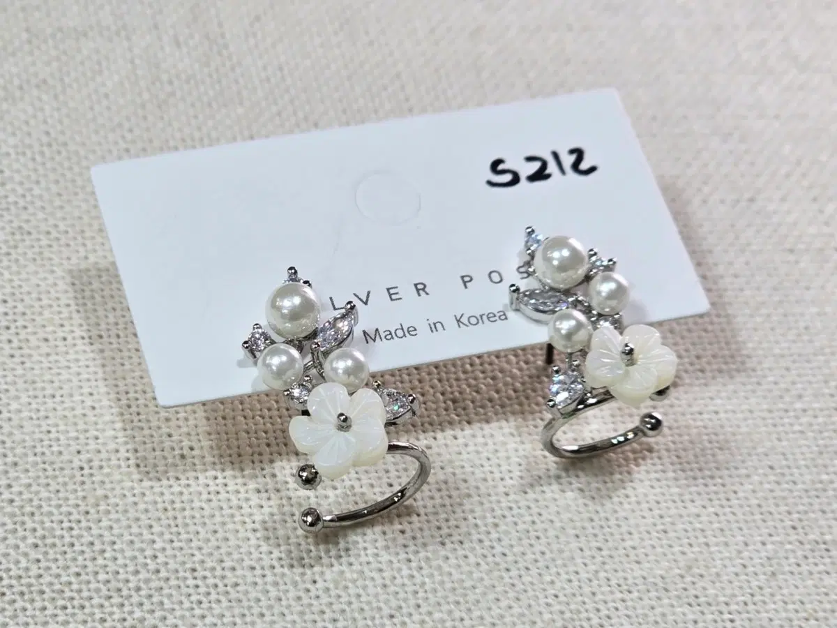 진주꽃 귀걸이 925은침