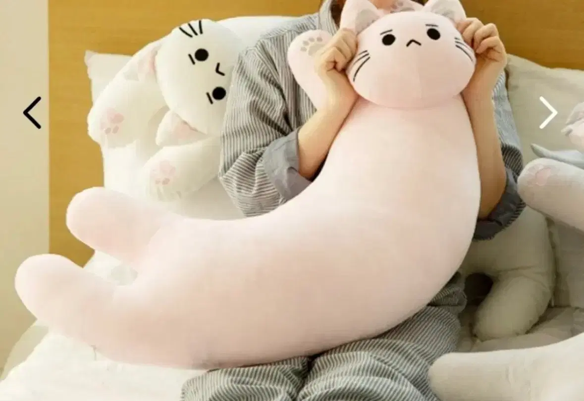고양이 핑크 모찌 바디필로우 쿠션 대형 인형 90cm 쿠션 새상품